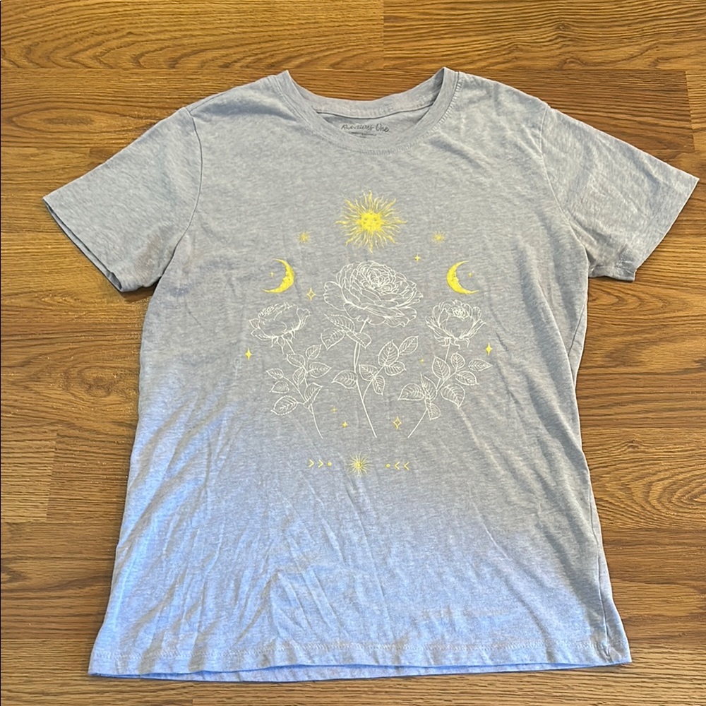 Rebellious One Rose Sun and Moon Purple Tshirt